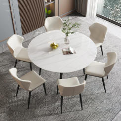 Modern Slate Dining Tables Restaurant Small Apartment Folding Tables Light Luxury Home Furniture Telescopic Round Dining Table