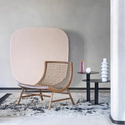 Garden Rope Woven Solid Wood Leisure Chair Villa Art Lazy Back Sofa Waterproof Sunscreen Salon De Jardin Custom Furniture WKGF