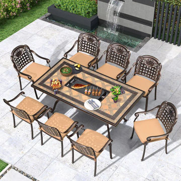 Courtyard table and chair combination European style outdoor furniture outdoor villa balcony outdoor cast aluminum leisure garde
