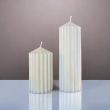 Ribbed Pillar Candle I Gift I Handmade