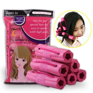 6pcs/set Self-adhesive Hair Curler DIY Wavy Hair Rollers Soft Flower Shape Magic Foam Sponge Hair Curling Styling Tools