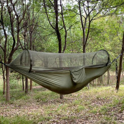 Automatic Quick-opening Mosquito Net Hammock 260*140cm Outdoor Camping Pole Hammock swing Anti-rollover Nylon Rocking Chair