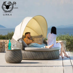Creative rattan swimming pool lounge chair leisure hotel club beach chair outdoor courtyard garden round bed