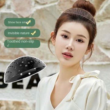 1pc Pomelo Skin High Skull Top Black Invisible Hair A Ball Round Of Flat Pad, , The The Shaped With Back Aaised He On A H0h9