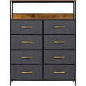 LYNCOHOME Dresser for Bedroom with Shelves, Chest of Drawers for Bedroom, Closet, Clothes, Bureau, Sturdy Steel Frame