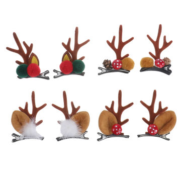 4 Pairs Hair Pin Deer Horn Clips Headgear Christmas for Girl Antler Miss Barrette Accessories