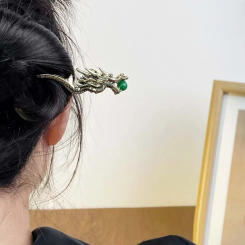 Retro Sweet Fashion Dragon Hair Stick Girls Elegant Hanfu Tassel Hairpin Wave Shape Chinese Style Hair Clip