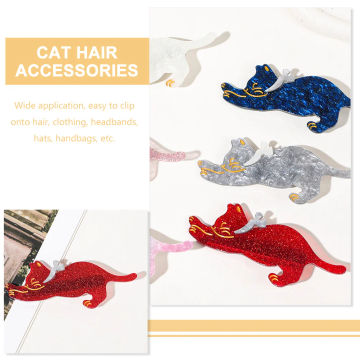 3 Pcs Hair Clips Cat Hairpin Accessories for Women The Animal Barrette Barrettes Miss