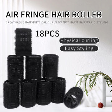 Self grip hair roller set,Hair roller set 18 pcs,Salon hairdressing curlers,DIY Hair Styles,black