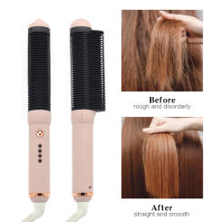 Electric Hair Straightener Brush Professional Hot Comb Straightening Men Beard Straightener Fast Heating Ceramic Curling Irons