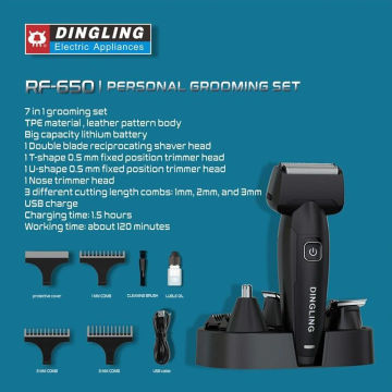 Dingling RF-650 Rechargeable Electric 7 In 1 Shaver Trimmer Hair Mens Grooming Set