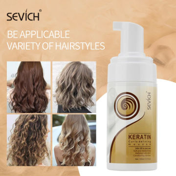 Sevich Strong Hold Hair Foam Mousse 100ml Keratin Curly Hair Anti-Frizz Fixative Curly Hair Mousse Styling Define Hair Care