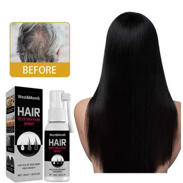 Gray White Hair Treatment Spray White To Black Natural Care Product Regrowth Beard Darkening Nourish Hair Color Repair Sham V3S0