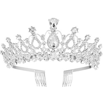 FRCOLOR Bridal Crystal Crystal Headpieces Crown with Comb Wedding Birdal Pageant Birthday Headband