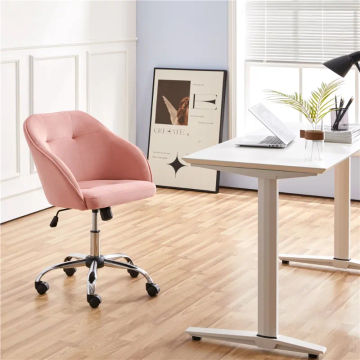 SMILE MART Modern Velvet Adjustable Swivel Office Chair, Pink