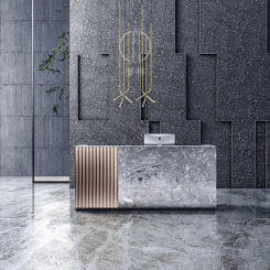 High Marble Reception Desk Company Front Counter Reception Desk Stainless Steel Customization Comptoir Magasin Furniture Counter