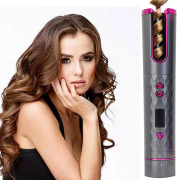 Cordless Automatic Hair Curler Iron USB LCD Display Wireless Ceramic Rotating Curling Iron Curling Iron Hair Tools