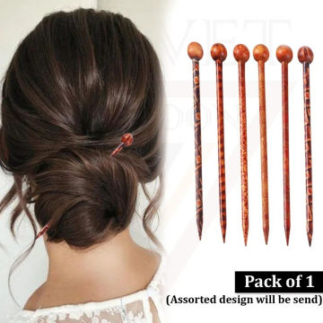 12Pcs/Set Wooden Hair Stick Beautiful Retro Handmade Chinese Hairpin Color Random Brown Hair Styling Chopstick