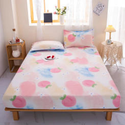 QianTing New Product 1pc 100%Polyester  Fitted Sheet Mattress Cover Four Corners With Elastic Band Bed Sheet(no pillowcases)