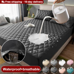Cotton Waterproof Bed Fitted Sheet Comfort Bed Sheet Thickened Plaid Mattress Covers Protector Single Double Size 150 160x200cm