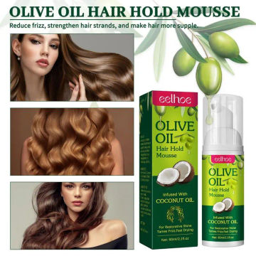 60ml Hair Styling Mousse Organic Olive Oil No Deformation Hair Foam Mousse Whole Day Long-Lasting Frizz Hair Setting Foam