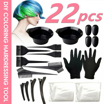 22Pcs Dye Hair Tools Coloring DIY Coloring Hairdressing Tool Kit for Salon Home Brush Comb Bowl Professional Barber Accessories