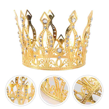 Bride Crown Elegant Rhonestone Headdress Woman Hollow Crown for Wedding Party (Adults Style Golden)