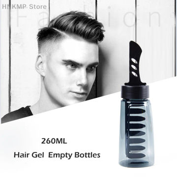 1Pcs 260ML 2 In 1 Hair Bottle Comb Styling Wax Men Applicator Brush Container Refillable Empty Bottles Men Oil Head Styling Tool