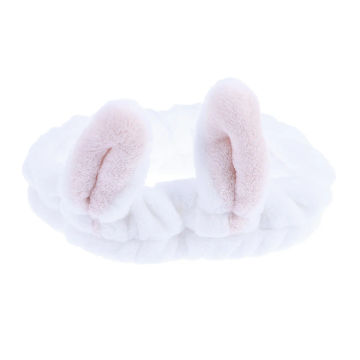 Bowknot Hair Band Rabbit Ear Makeup Headband Bowtie Headbands Wash Spa Yoga Sports Shower , Beige