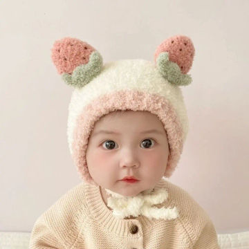 Watermelon Cartoon Design Ear Protector Earflap Bonnet Cap Cashmere Fruit Shape Ear Beanie Korean Cap Children Bomber Hat