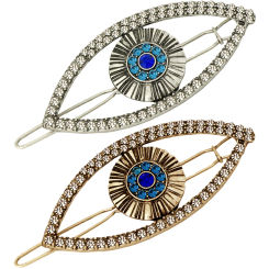 Lalafina Alligator Hair Clips Blue Evil Eye Hair Clips Turkish Evil Eye Hair 2Pcs Vintage Rhinestone Devil Eyes