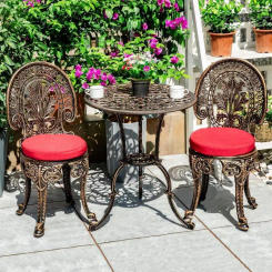 3Pcs Set Assembly Courtyard 1 Table and 2 Chairs Outdoor Balcony Garden Retro Metal Terrace Leisure  Tea Table Crown Chairs