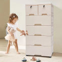 Modern Storage Cabinet Chest of Drawer Movable Dresser Drawer Closet Organizer with 6 Drawers Home Furniture