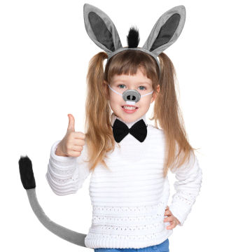 Donkey Cosplay Costume Set Party Dress-up Props Including Headband Bowtie Nose and Tail