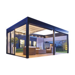 Custom Motorised Sunshade Outdoor Gazebo Modern Aluminium Louvre Roof Bioclimatic Pergola Aluminium Louvered Pergola