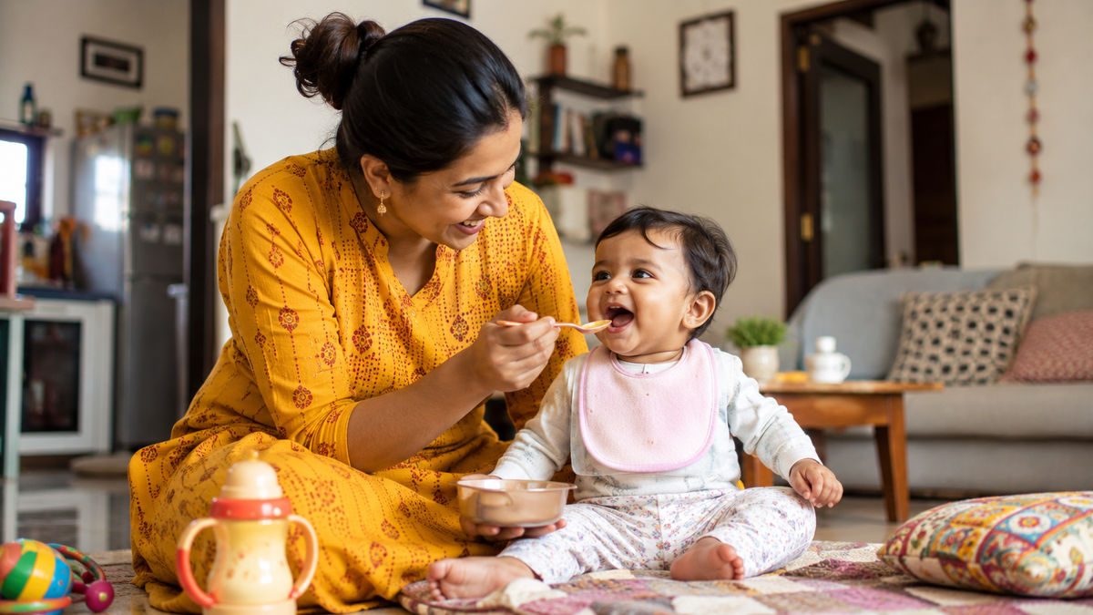 Spinach Moong Dal Khichdi for 9-Month Babies: 10-Minute Pressure Cooker Recipe
