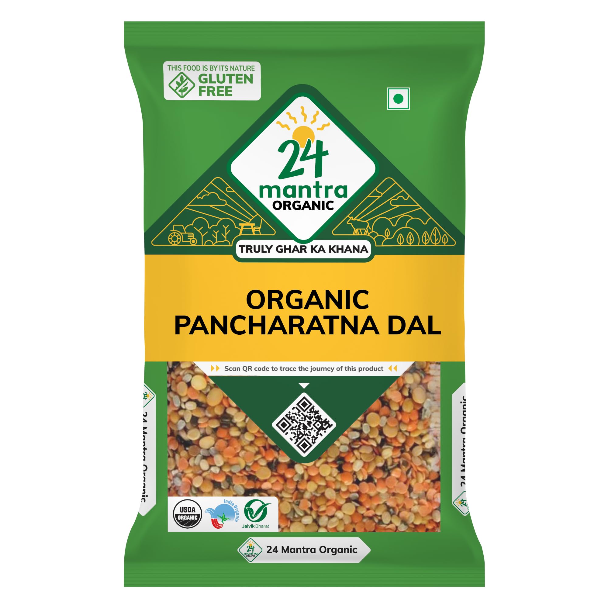 24 Mantra Organic Mixed Dals 1kg (Moong, Masoor, Chana)