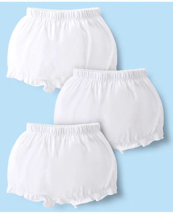 FirstCry Organic Cotton Solid Bloomer - White