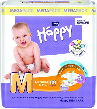 Bella Baby Happy Diapers, Medium (6-11 kg) — buy on Amazon India