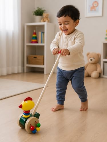 Skola Wooden Push Cart with Beads