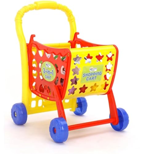 Toddler Role-Play Shopping Cart with Play Groceries