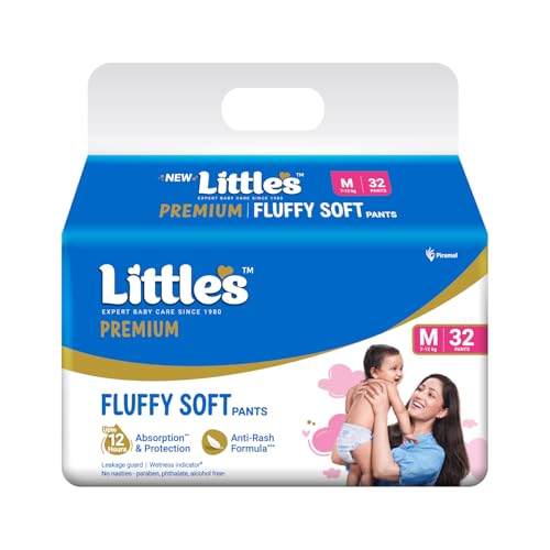 Little Angel Premium Pants Diapers (Fragrance-Free, Latex-Free) - Size M (7-12 kg), 160 Count