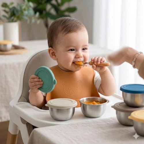 Stainless Steel Baby Feeding Bowl with Lid