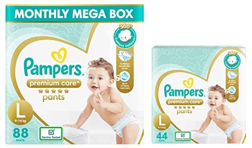 Pampers Premium Care Pants Diaper Pants (Size 4, 9-14 kg) Monthly Box