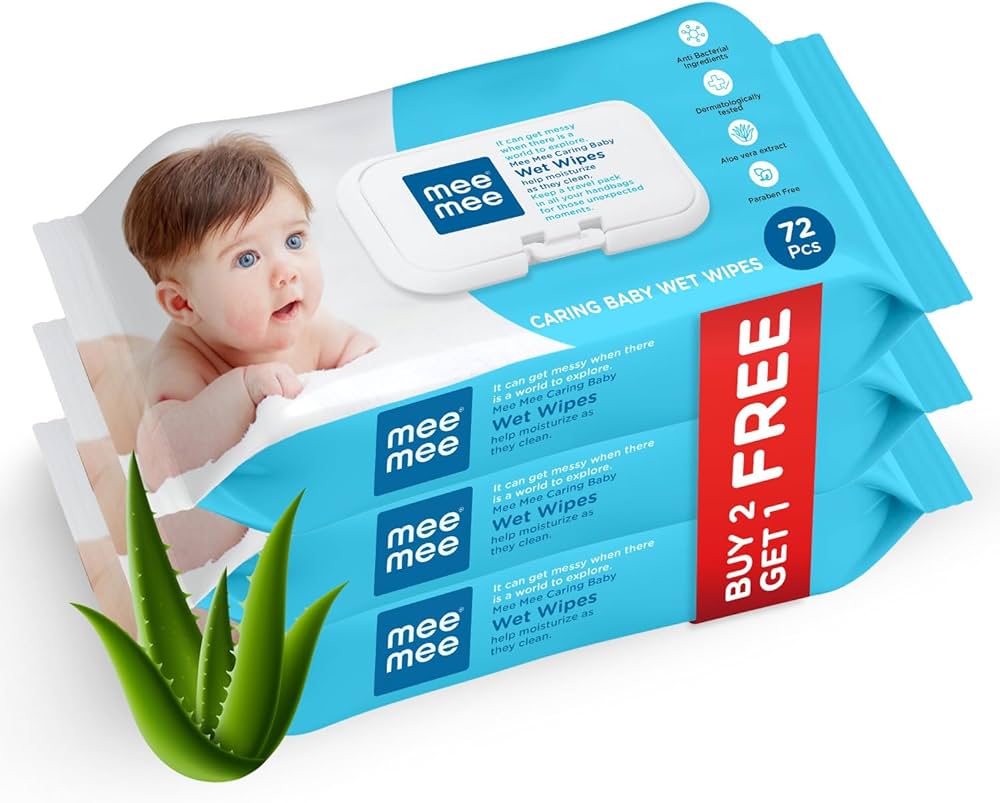 Mee Mee Baby Wet Wipes with Aloe Vera (Pack of 3)