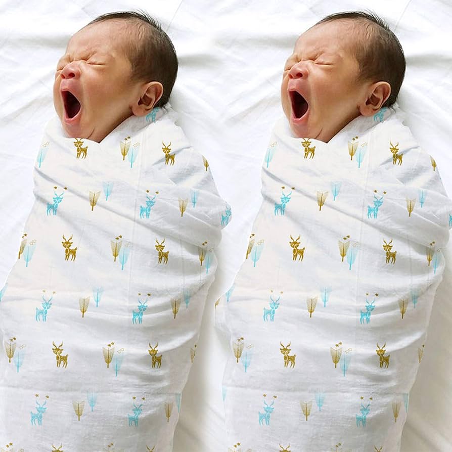 Nestorio Organic Muslin Cotton Baby Wrap Swaddle Blanket (Pack of 2, 100x100 cm)