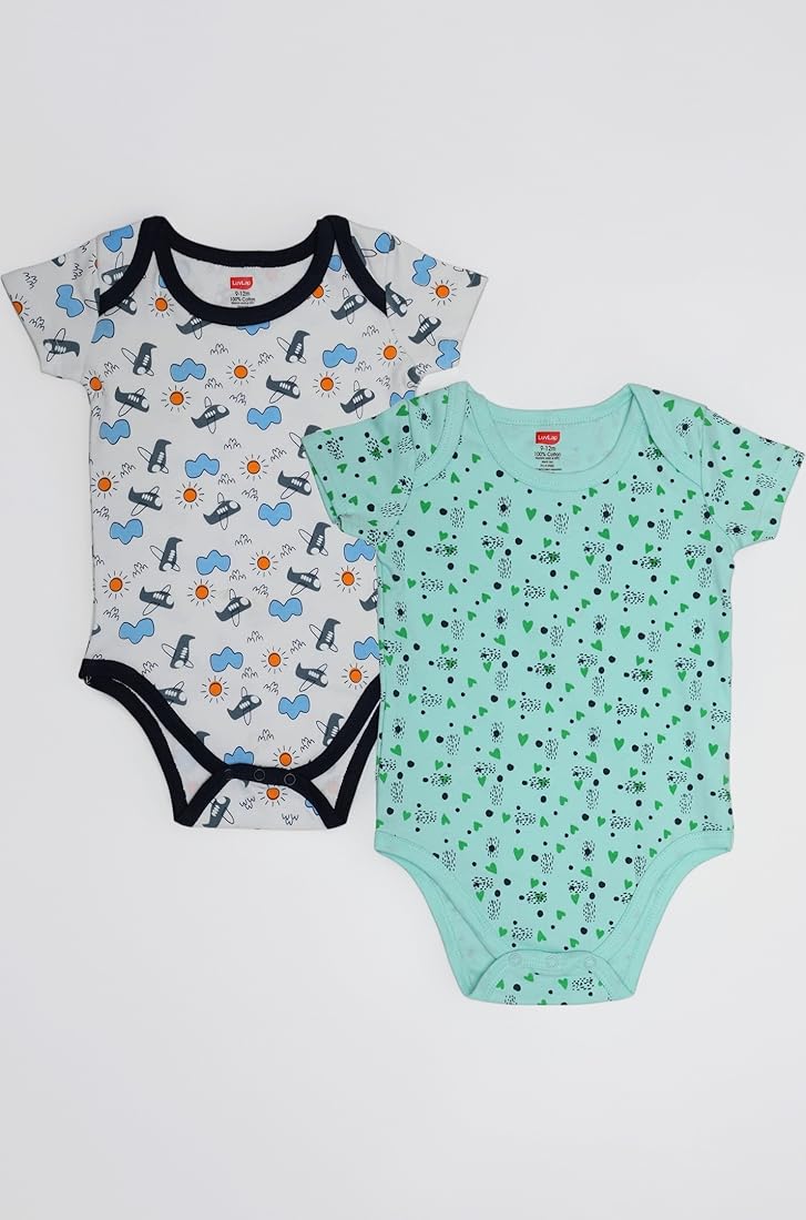 LuvLap Premium Baby Rompers 100% Cotton (Pack of 5, Multi-Color, 0-6 Months)