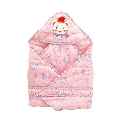 Mee Mee Cotton Baby Wrapper Blanket with Hood (Pink, 90x90 cm) — buy on Amazon India