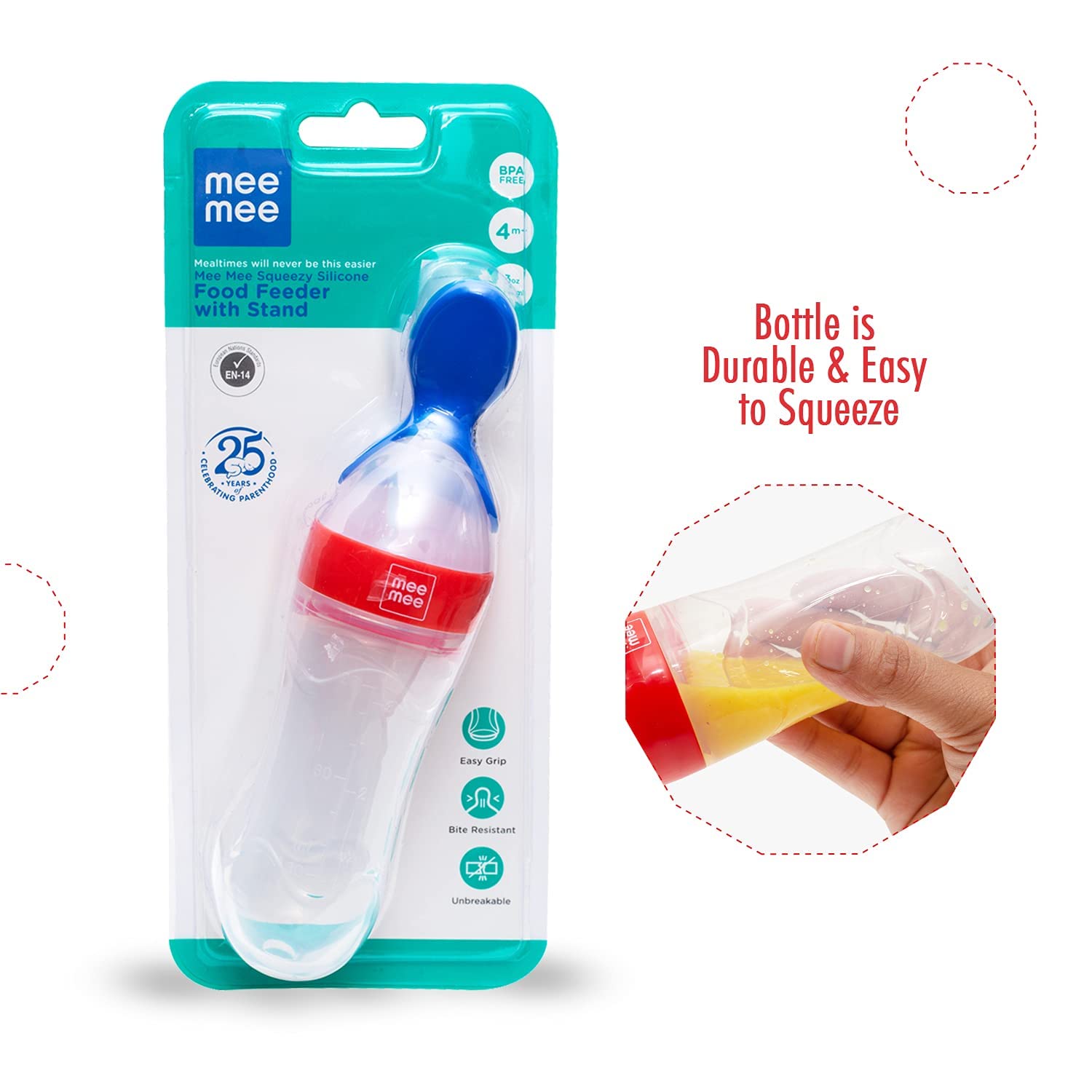 Mee Mee Food Grade Silicone Feeders with Spoon (Pack of 3)