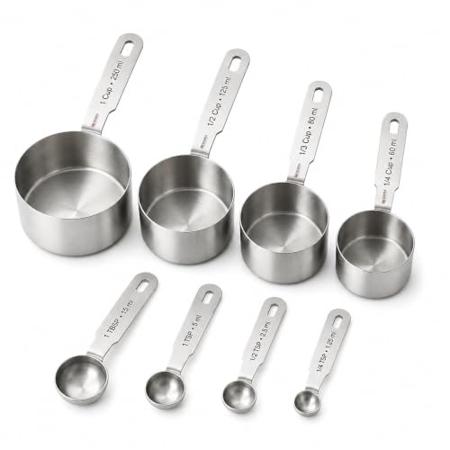 Stainless Steel Scoops & Measuring Cups Set (8 pieces)